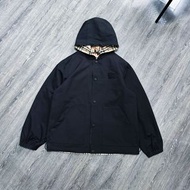 Burberry新款格紋雙面穿連帽風衣夾克外套