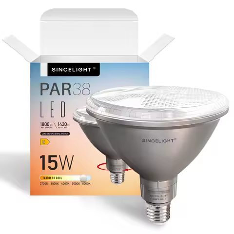 Pack of 1, 5CCT, E27 LED Reflector Spotlight With IP65 Waterproof, 15W, 1800 Lumens, RA95 (PAR38 Bul