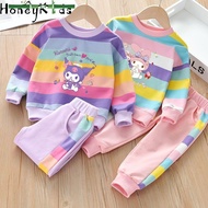 HYS Girls Sweatshirt Girls suits Girls Autumn Coulomi Suit Children's Fashion Korean Sweater Girls A