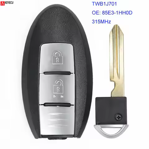 KEYECU 315MHz ID46 Chip TWB1J701 85E3-1HH0D Smart Remote Car Key Fob 2 Button for Nissan March K13 M