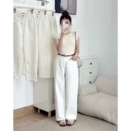 [DWARF MUSHROOMS] Women's Straight Leg Jeans 90-92cm Soft Jeans Fabric Hack Form Multi-Color Shape J