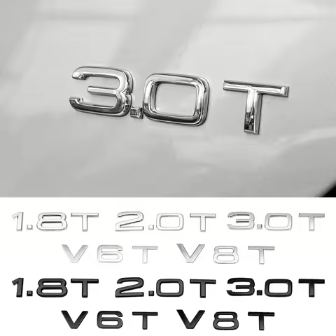 Car Styling ABS Emblem For Audi 1.8T 2.0T 2.4 3.0T 2.8 3.6 4.2 A3 A4 A5 A6 A7 A8 Q3 Q5 Q7 V6T V8 W12