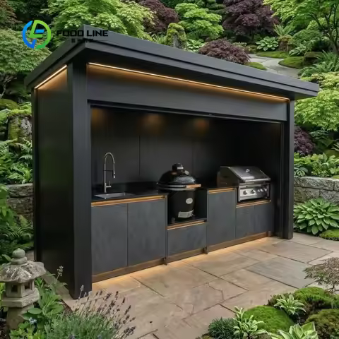 Customized Outdoor Kitchen Shed Set Shock Resistance Multi Functional Outdoor BBQ Kitchen Shed with 