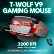 MOUSE Gaming T- WOLF V9 3200 DPI Macro Programming RGB Wired