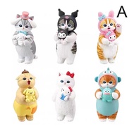 Set Mofusand X Sanrio Mini Figure Cat 5cm Kuromi Gifts Kawaii O5i3 Melody Model Anime