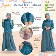[M Mikha House] Haruka Overall Set 6T / Set 3in1 Overall Skirt Pashmina Gamis