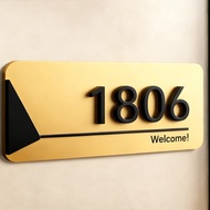 Gold minimalist and eye-catching signage Door Number Signage  House Number Plate Door Unit Number Hd