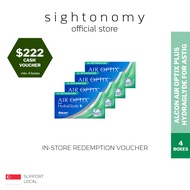 [sightonomy]  $222 Voucher For 4 Boxes of Alcon Air Optix Plus Hydraglyde For Astigmatism Monthly Disposable Contact Lenses