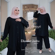 Setelan Tunik Jumbo LD 130 Celana Panjang Ellen Oneset Bahan Crinckle Fashion Wanita Ukuran Jumbo