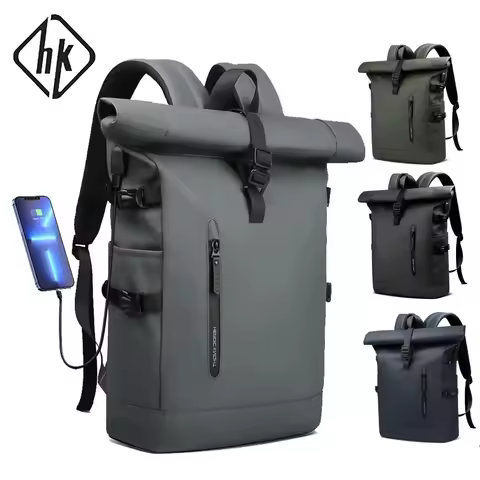 HK Waterproof Rolltop Backpack Large Capacity Laptop Bag for Men Women Travel School Business Anti-t