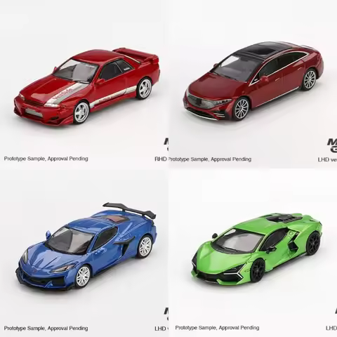 MINI GT 1:64 Skyline R32 C-I Gem / EQS 580 4MATIC / Z06 Elkhart / Revuelto Verde Selvans Die-Cast Ca