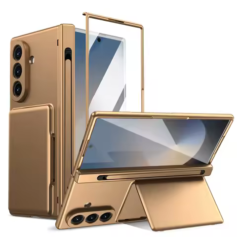Hinge Wallet Card Slot Bracket Phone Case for Samsung Galaxy Z Fold 5 6 7 8Ultra with Screen Glass P