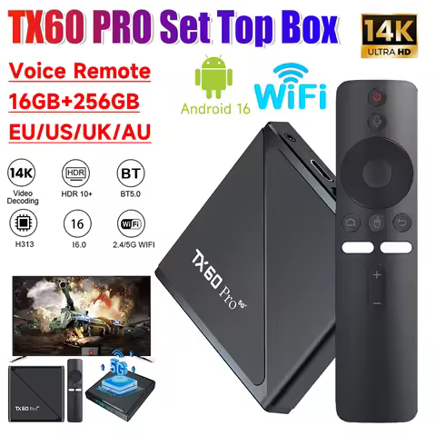 Smart TV Box TX60 PRO Android 16 TV Box 14K 2.4G/5G Dual WiFi 6 Media Player Set Top Box with Remote