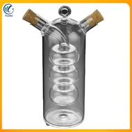 Double Layer Sauce Oil Bottle 2 in 1 Vinegar Glass Bottle Condiment Seasoning Sealed Kitchen Storage