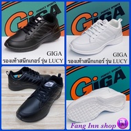 GIGA  LUCY รองเท้าผ้าใบหนัง ผูกเชือก  36-41 สีขาว/สีดำ