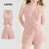 Lovito Elegant Plain Split Front Tops or Bottoms for Women L132ED657