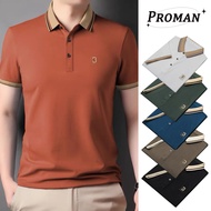 【From Perak】ProMan baju polo lelaki men collar shirt sulam lapel golf polo short sleeve Simple busin