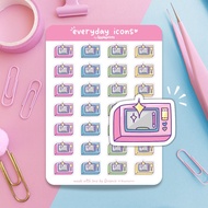 Clean Microwave Reminder Household Chores Cute Icons Matte Planner Stickers by Appleprints
