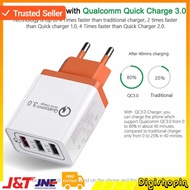 NEW Charger Handphone USB 3 Port Qualcomm QC 3.0 EU Plug Charger