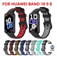 SILICONE STRAP HUAWEI BAND 10 9 8 SPORT HOLE MOTIF TWO TONE RUBBER SOFT RUBBER SILICON WRISTBAND TPU