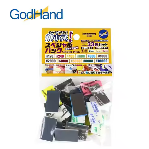 GodHand GH-KS-SP Kamiyasu Special Sanding Sponge Stick Assortment Set for Plastic Models 33PCS Spong