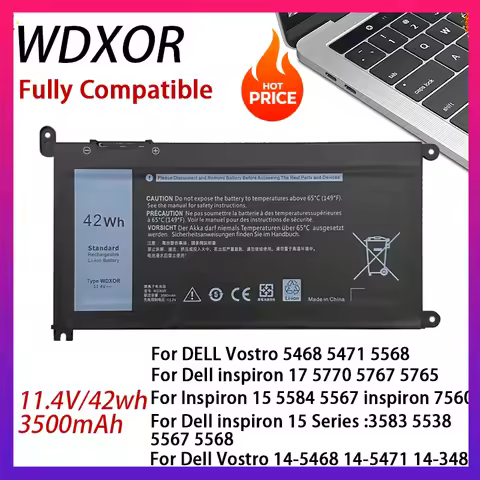 WDXOR Laptop Battery for DELL Vostro 5468 5471 5568 Inspiron 17 5770 5767 5765 15 5584 5567 7560 358