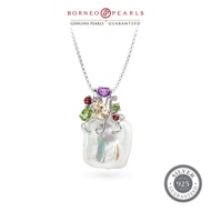 BIWA PEARL WITH GEMSTONES PENDANT