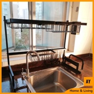 Stainless Steel 2-tier Sink Dish Rack Multipurpose Kitchen Shelf 65cm Stainless Steel