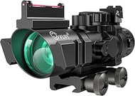 CVLIFE 4x32 Prism Tactical Rifle Scope Red & Green & Blue Illuminated Reticle Scope with Fiber Optic