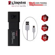 USB 3.0 Kingston DT100G3 32GB upto speed 100MB/s + CB05 Romoss round micro USB charging cable - Offi