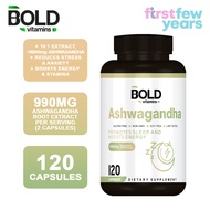 Bold Vitamins Ashwagandha 9900mg Supplement (120 Caps) Stress Relief, Restful Sleep, Mental Clarity 
