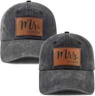 2PCS Mr and Mrs 2024 Hats for Men Women, Adjustable Cotton 3D Embroidered Gifts Baseball Cap