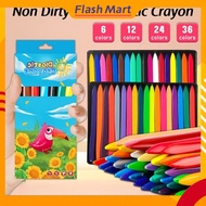 6/12/24/36 Colors Plastic Crayons for Kids Non-Toxic No Dirty Hand Safe Washable Crayon Toddler Gift