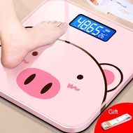 Cartoon Pig Bathroom Body Scales LCD Display Body Weighing Digital Scales Toughened Glass Floor Elec