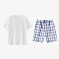 Muji Pure Cotton Gauze Short Sleeve Pullover Pajamas - Unisex