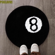 PIXELHIVE​ 8 Ball Rug, Soft Round 8 Ball Carpet, Creative Plush Skin Friendly Anti-slip 8 Ball Mat H
