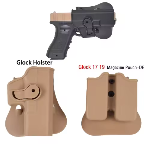 Tactical Glock Pistol Airsoft Gun Holster for Gen 1-4 Glock 17 19 Case Belt Waist Holster with 9mm M