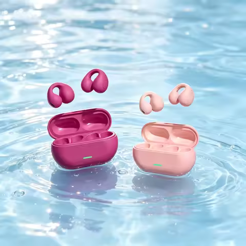 Wireless Ear Clip On Earphone Bluetooth-Compatible 5.3 Noise Canceling HiFi Stereo Headset Clip On H