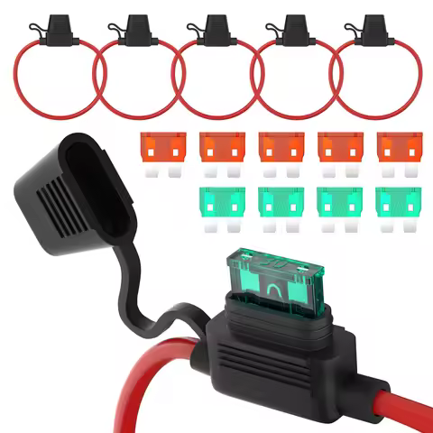 DaierTek 5PCS 18 Gauge Inline Fuse Holder 12V ATO/ATC in Line Fuse Holder 12 Volt Waterproof with 30