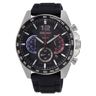 Seiko Gents SSB347P1 Sport Chronograph 100m Black Dial Black Silicone Band Watch