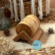 Terra Teak Wood Coaster Set Teak Wood Coaster Set with container