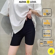 Quần legging đùi 4LOVA nữ thun cạp cao biker lửng ngố đồ mặc nhà dáng ôm bó lưng thun bigsize tập gy