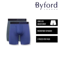 Byford Seluar Dalam Lelaki | (2 Pcs) Byford Mens Microfiber Spandex Long Leg Boxer Brief Assorted Co