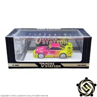 Mini Station 1: RWB Porsche 964 Funky ADVAN 75 Livery Pink Yellow GT Wing with Figure Limited