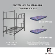 EE HOME SET  Double Decker Bed Frame With 2 Mattress Single Mattress Katil Double Decker  Tilam Bujang