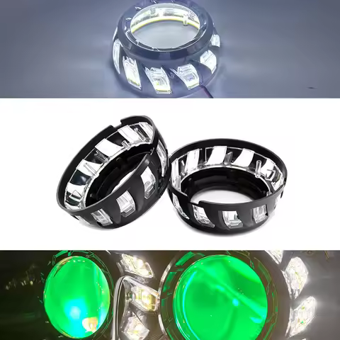 White LED Rotating Angel Eye fit 2.5/3.0'' Bi xenon Projector Lens Headlight DIY
