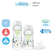 Dr. Browns Anti-Colic Options+ PP Wide Neck Sampler Kit Jungle+Dino 2 Bottles (1x5oz/150ml lvl 1 1x9