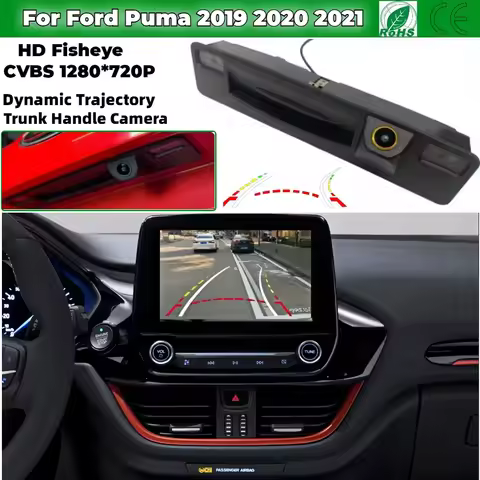 HD Rear View Camera For Ford Puma 2019 2020 2021 SYNC 2.5 / SYNC 3 Trunk Handle Backup Reverse Camer