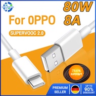 OPPO 8A USB Type C สายชาร์จเร็ว USB C 1เมตร 2เมตร สายออปโป้ แท้ SUPERVOOC 2.0 สาย Android สำหรับ OPPO Xiaomi Redmi Huawei Samsung POCO VIVOโทรศัพท์อุปกรณ์เสริมข้อมูลสายไฟสาย USB