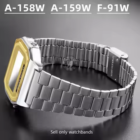 For Casio F-91W 18mm Stainless Steel Watchband for SGW400 F91W F84 F105/108/A158W/168 AE1200/1300 Vi
